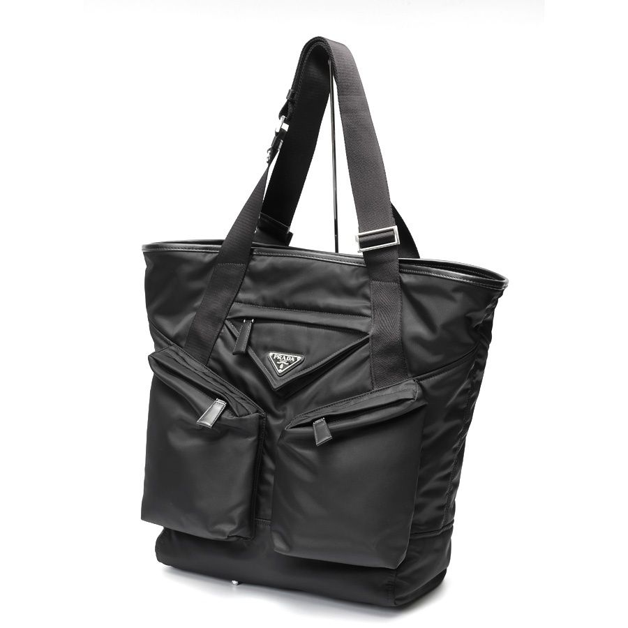 プラダ / PRADA Re-Nylon x レザー トートバッグ 2VG120 ナイロン