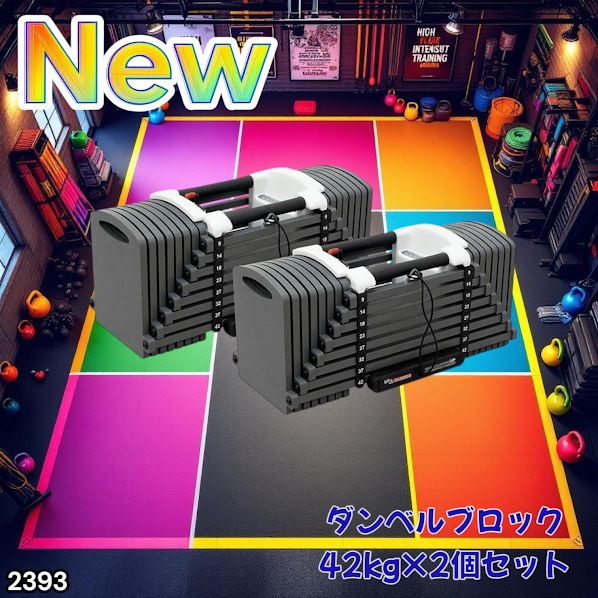 2393 可変式 ブロック ダンベル 42kg 2個セット 簡単 重量 調整 可能