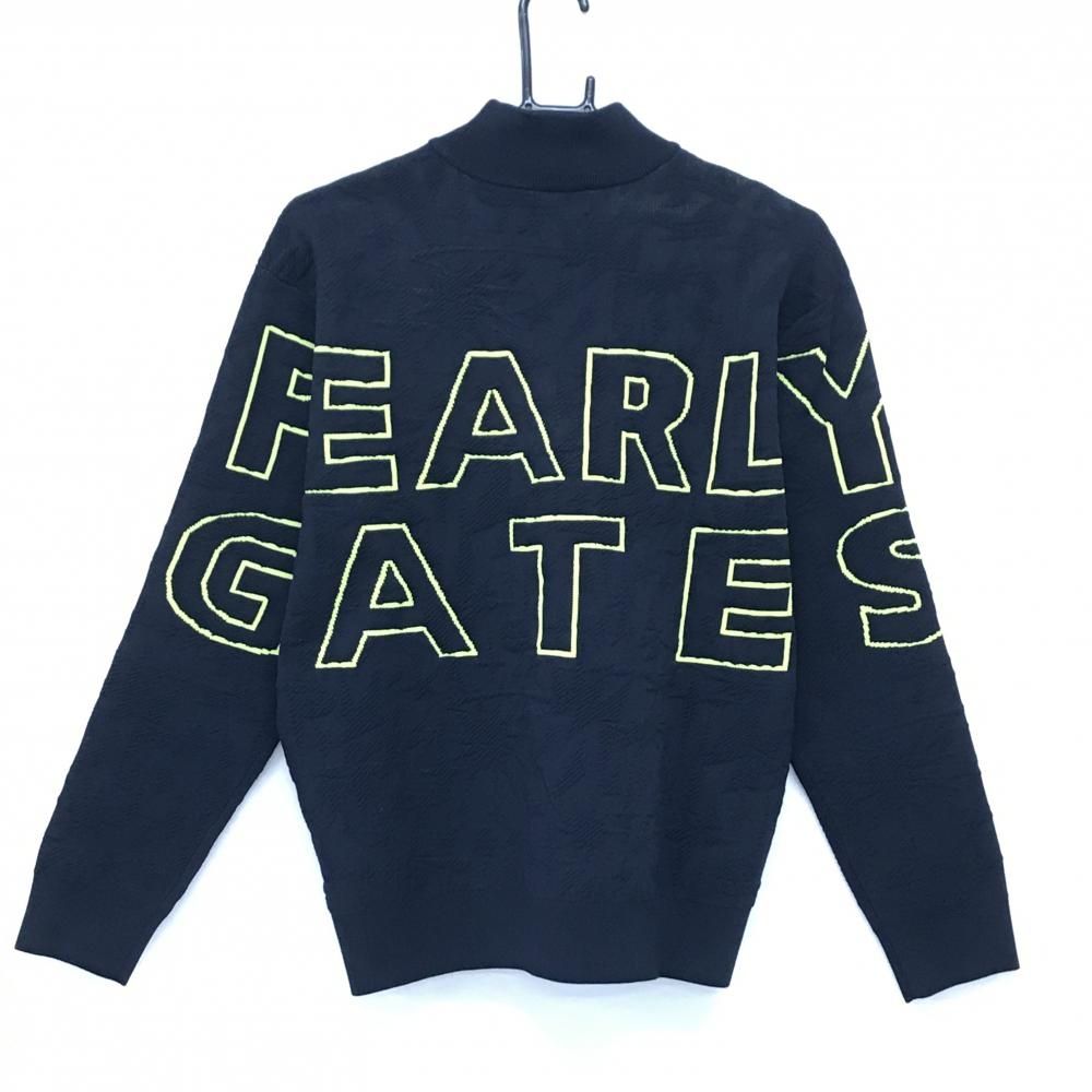 超美品】パーリーゲイツ ハイネックセーター ネイビー 総柄編み 背