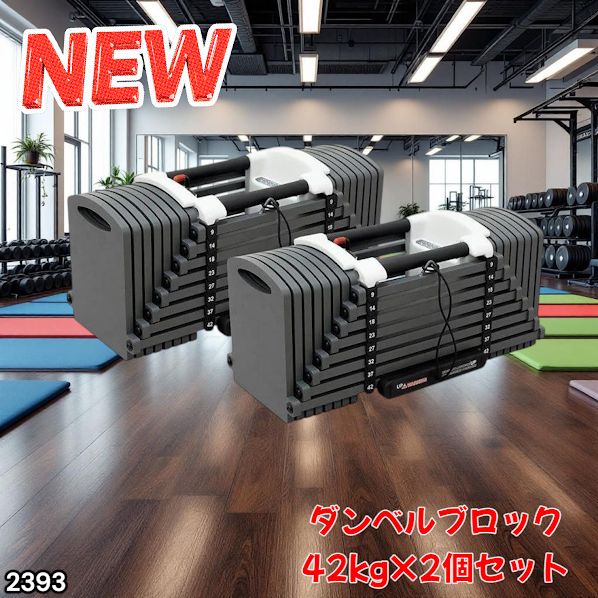 2393 可変式 ブロック ダンベル 42kg 2個セット 簡単 重量 調整 可能