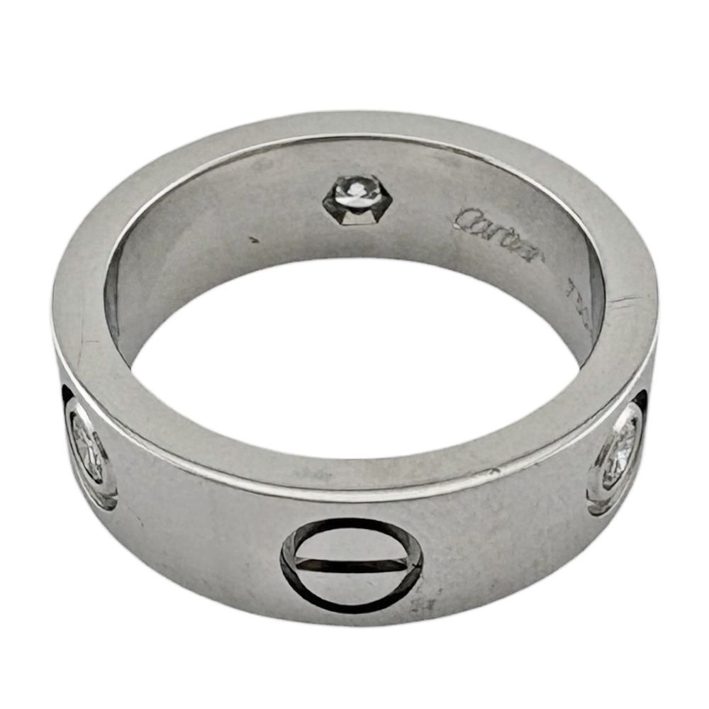 カルティエ ラブ 3P ダイヤモンド リング 指輪 8号 18金 K18ホワイト