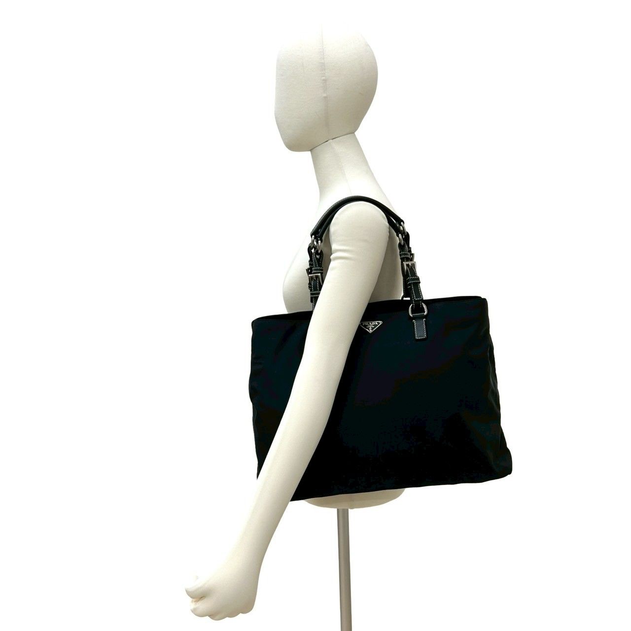 極 美品 希少品 PRADA プラダ 三角ロゴ 金具 テスート ナイロン レザー
