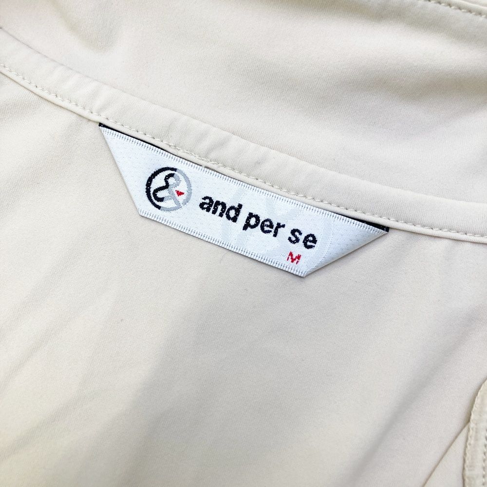 サイズ：M AND PER SE アンパスィ ハーフジップ 半袖ワンピース