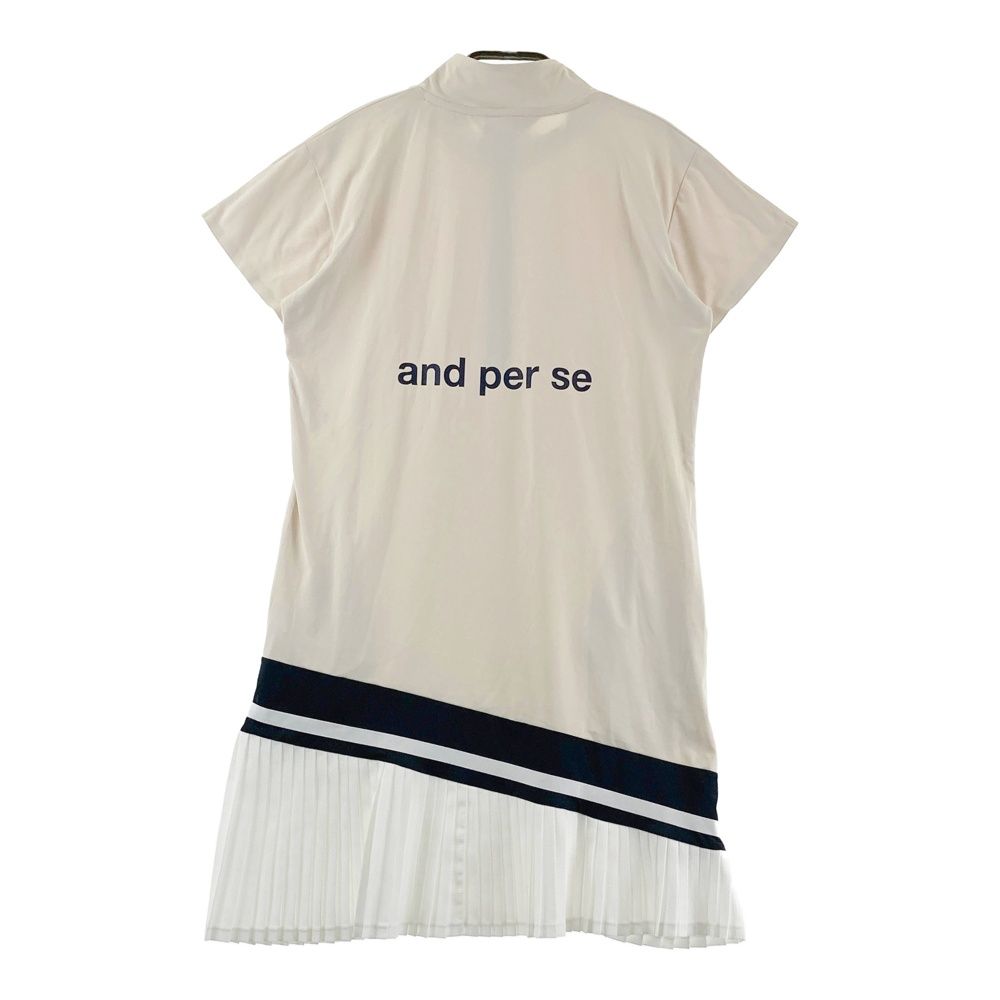 【新品】and per se アンパスィ　ワンピース　半袖　ゴルフ　ロゴ　柄　M 新品】and per se アンパスィ ワンピース 半袖 ゴルフ ロゴ 柄 M AND