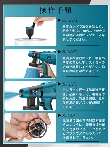  Lampat コードレススプレーガン 電動スプレーガン 電動塗装機 2 800 ml大容量タンク 5つの銅ノズル 噴射量調節 噴霧幅と角度調整 油性水性塗料用 充電式 小型 家庭用塗装ガン ペイントスプレー ペインター DIY吹付 9321968 d その他 キッチン 食器