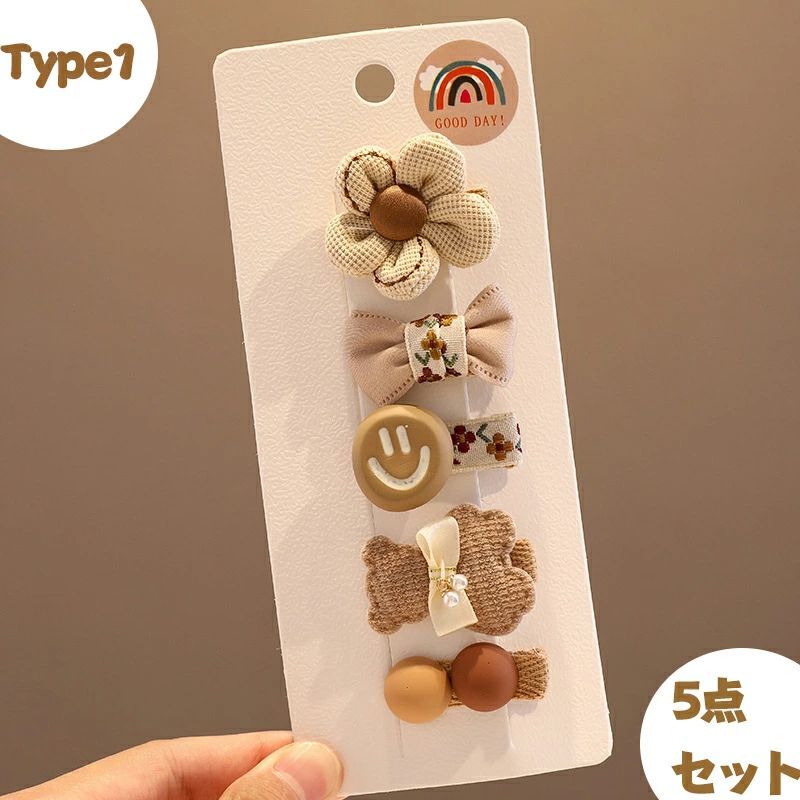 【レア】BABY スイーツヘアピン5本セット(プラアクセ) ベビー ヘアクリップ】赤ちゃん ヘアピン 5点セット 女の子 キッズ 髪