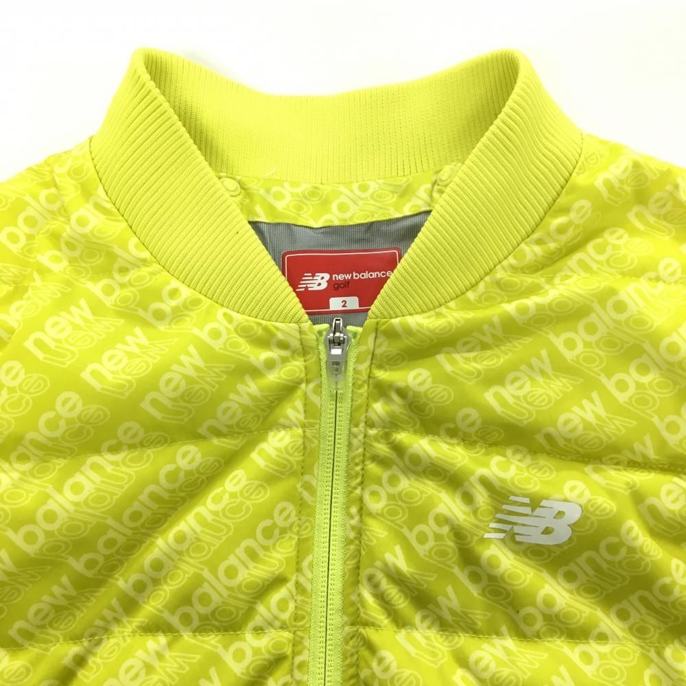 超美品】ニューバランスゴルフ 襟付き中綿ベスト グリーンイエロー