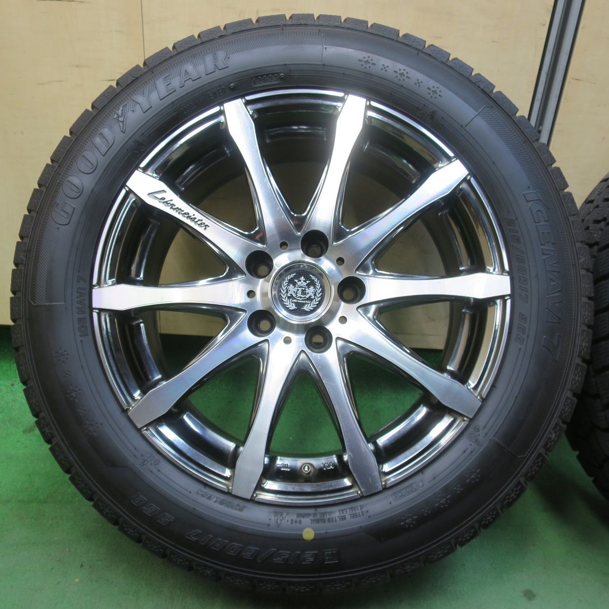 ★バリ山 215/60R17 グッドイヤー アイスナビ7 22年製 4本セット 2025年製】スタッドレス タイヤ ホイール 4本 5穴114 DOS RP-7