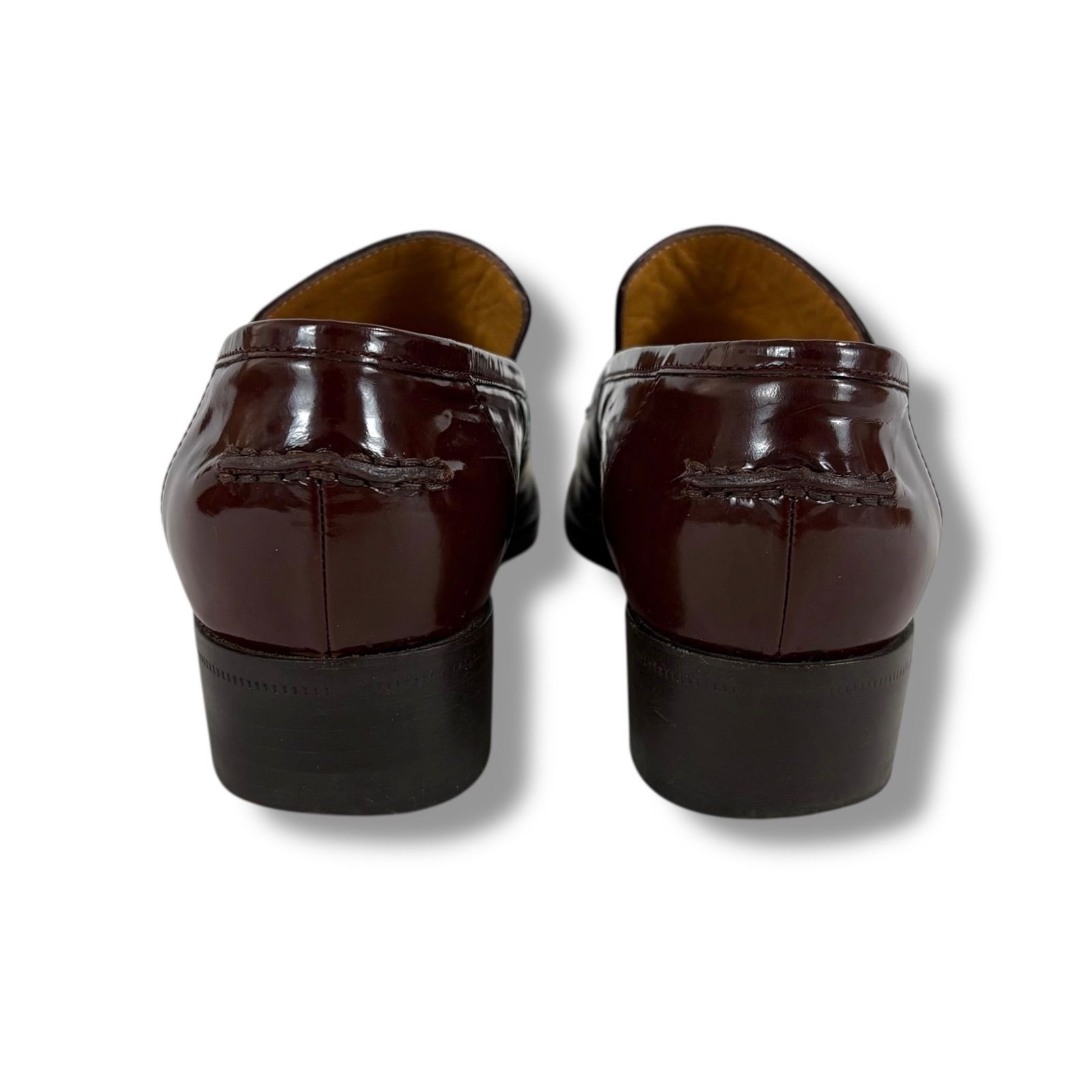 未使用 HERMES エルメス エナメル ローファー パテントレザー(6-6) エルメス HERMES Hロゴ ローファー モカシン ブラウン パテントレザー