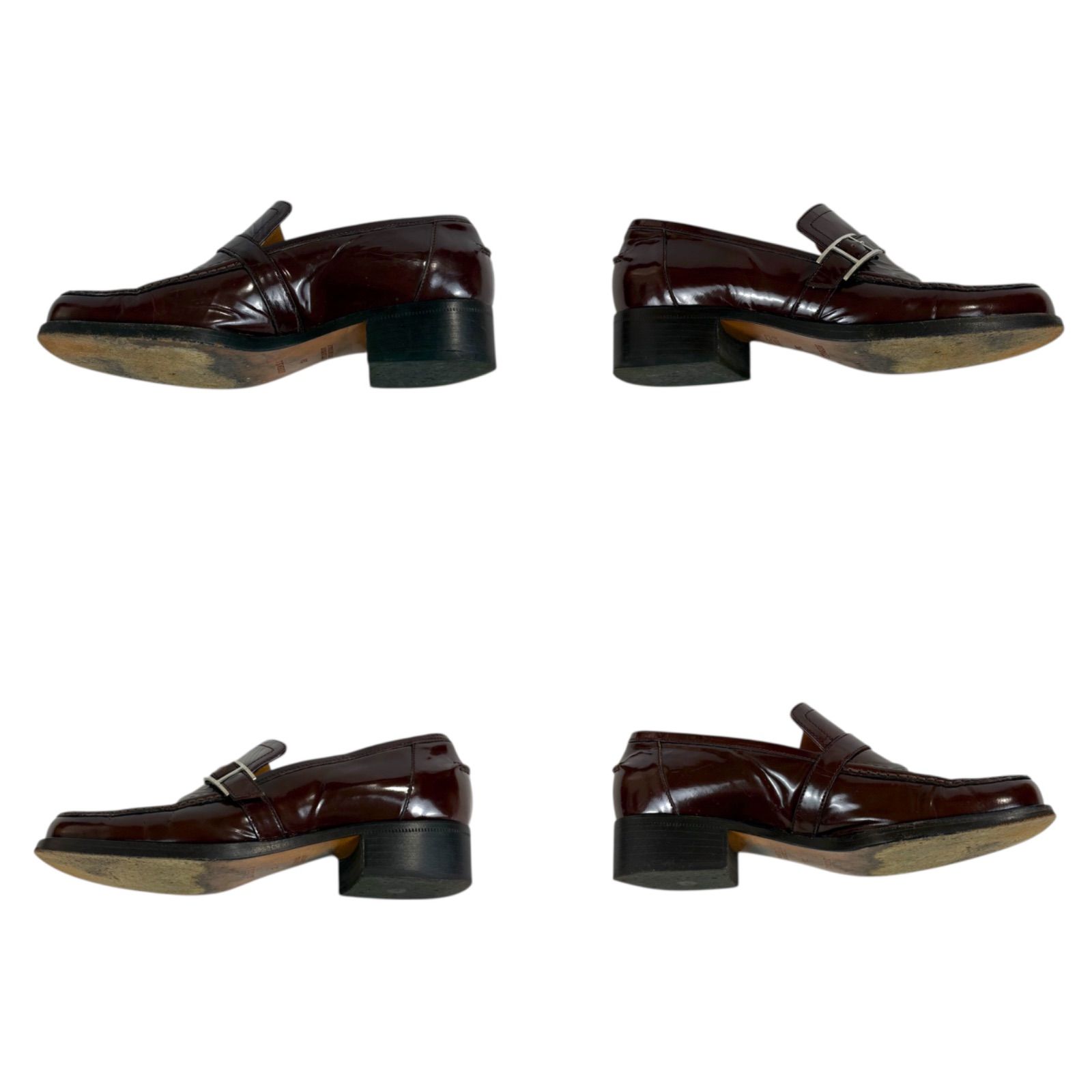 エルメス HERMES Hロゴ ローファー モカシン ブラウン パテントレザー