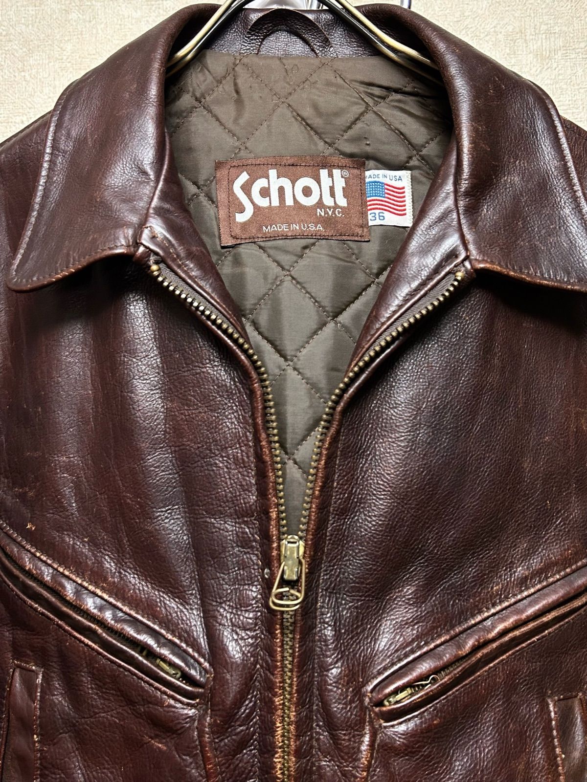80年代U.S.A.製Schott IDEALジッパー ライダースジャケット ショット