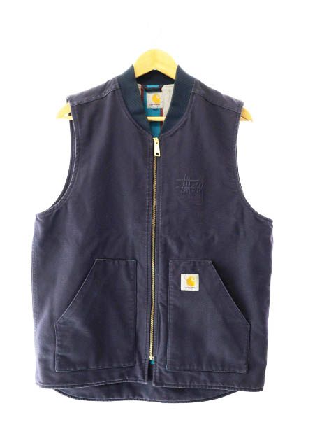 ステューシー STUSSY ×Carhartt カーハート Duck Vest ロゴ刺繍 ダック