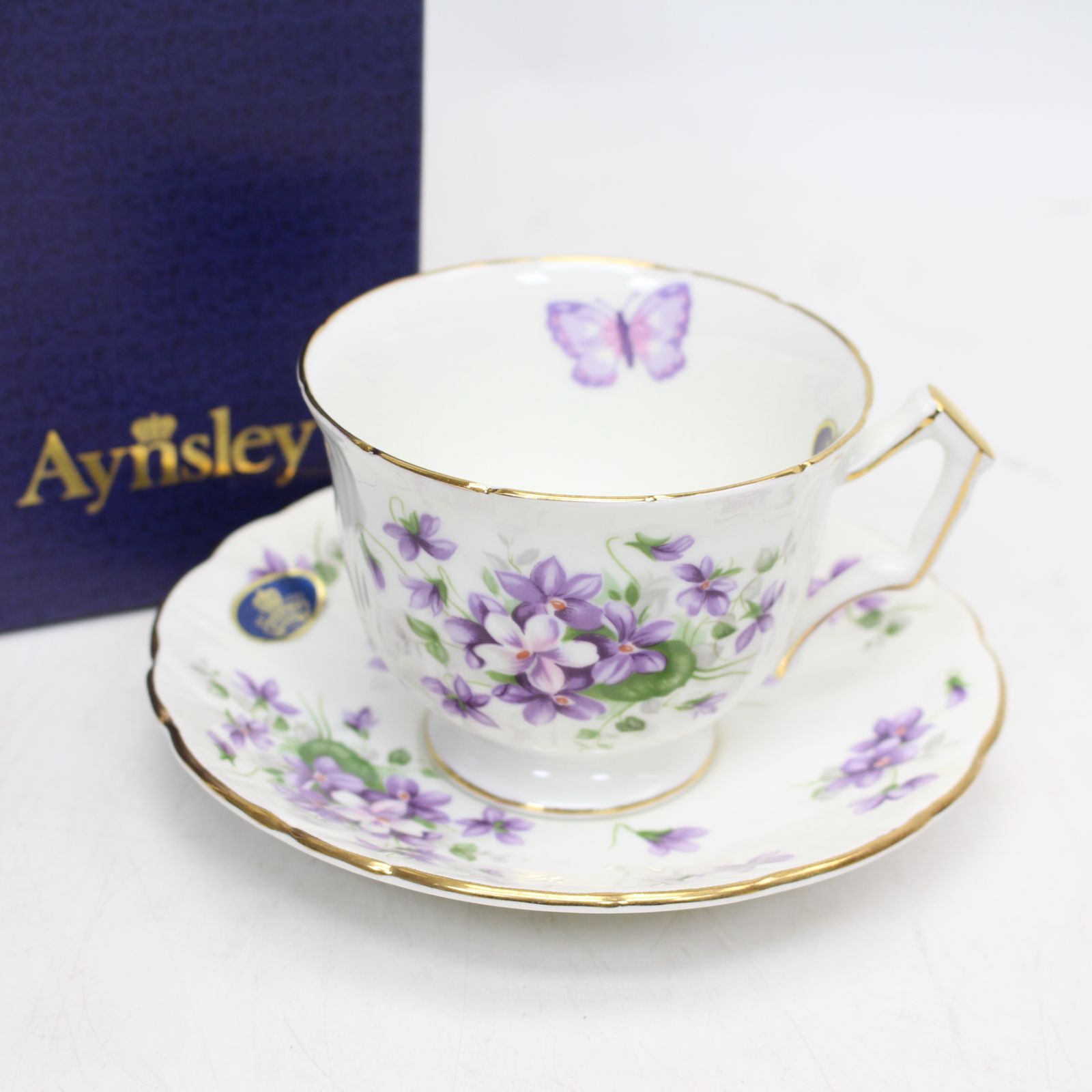 030)【未使用品】AYNSLEY エインズレイ カップ＆ソーサー すみれ