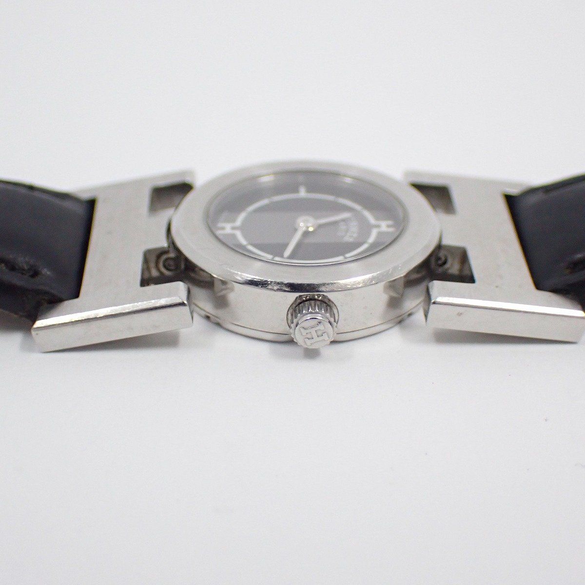 エルメス パプリカ クォーツ レディース 腕時計 グレー×黒文字盤 社外