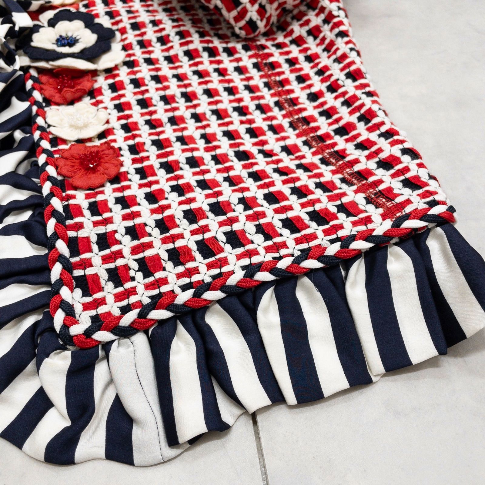 MOSCHINO モスキーノ セットアップ チェック 立体フラワーモチーフ