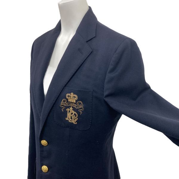 ラルフローレン 紺ブレ ジャケット 金ボタン ワッペン エンブレム 9 極美品】ポロ ラルフローレン 紺ブレ ダブル ワッペン 金ボタン