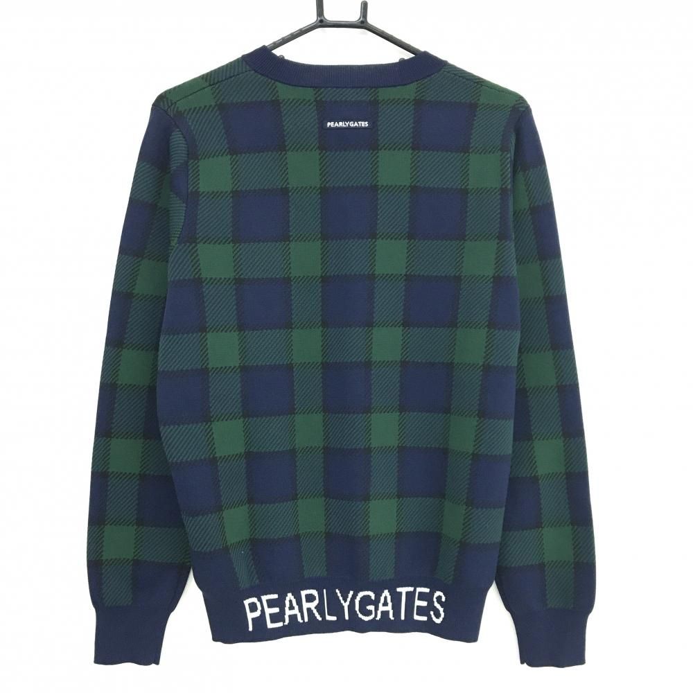 超美品】パーリーゲイツ セーター ネイビー×グリーン チェック ニット