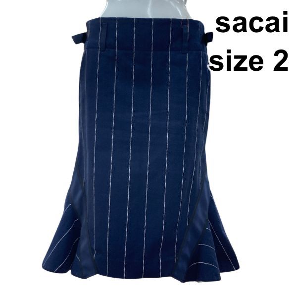 sacaiサカイ　マーメイドスカート　サイズ1 ◇ サカイ sacai マーメイドスカート ピンストライプ 膝下 切り替え