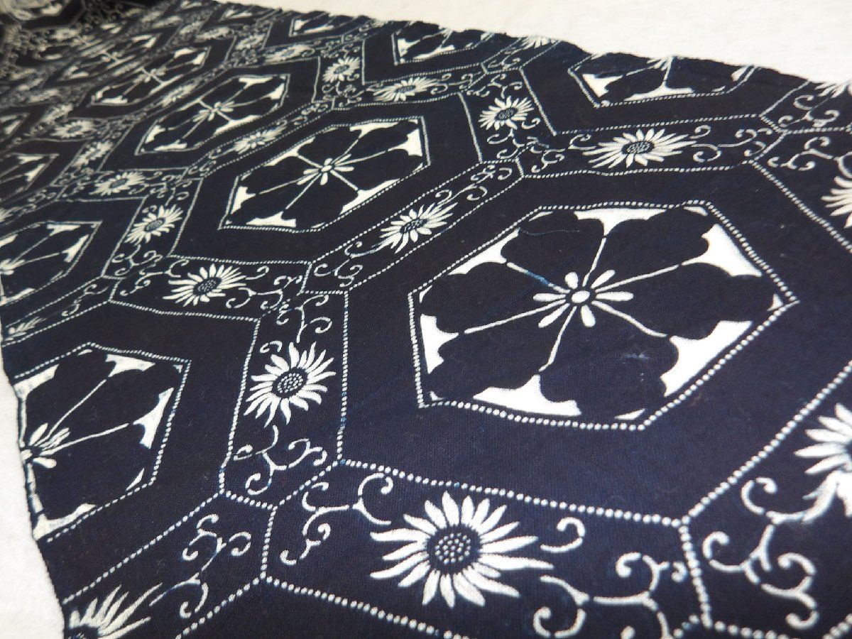 P41422 古い 型染め 木綿 35cm×162cm 古布古裂 k - メルカリ