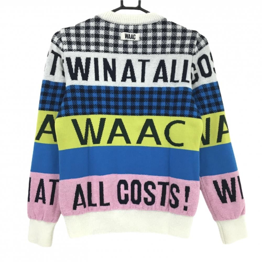 美品】ワック セーター 白×マルチカラー 総柄 チェック 裏地付