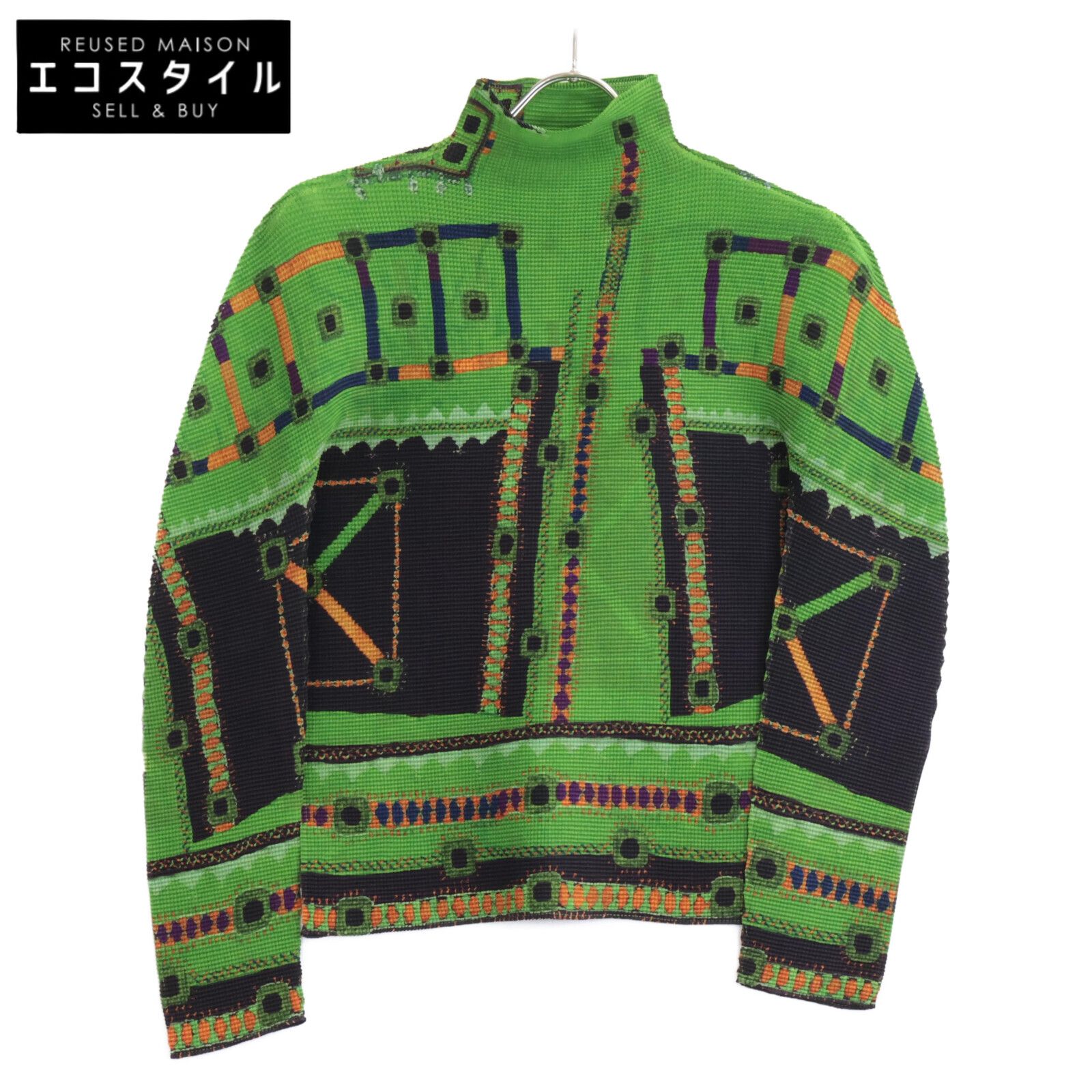 MeISSEYMIYAKE ミーイッセイミヤケ MI83FJ711 ｸﾞﾘｰﾝ 総柄 ｽﾄﾚｯﾁﾌﾟﾘｰﾂ