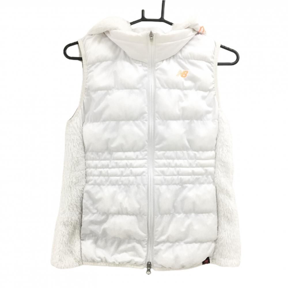 ニューバランスゴルフ 中綿ベスト 白 一部ボア切替 フード着脱可