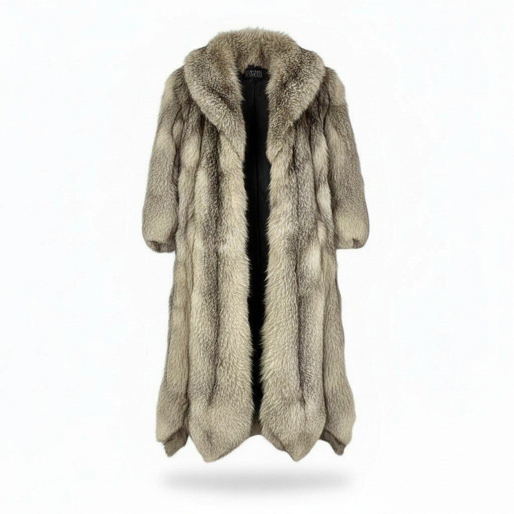 71a15 希少デザイン 極厚 シルバーフォックス 超ロングコート 丈120cm