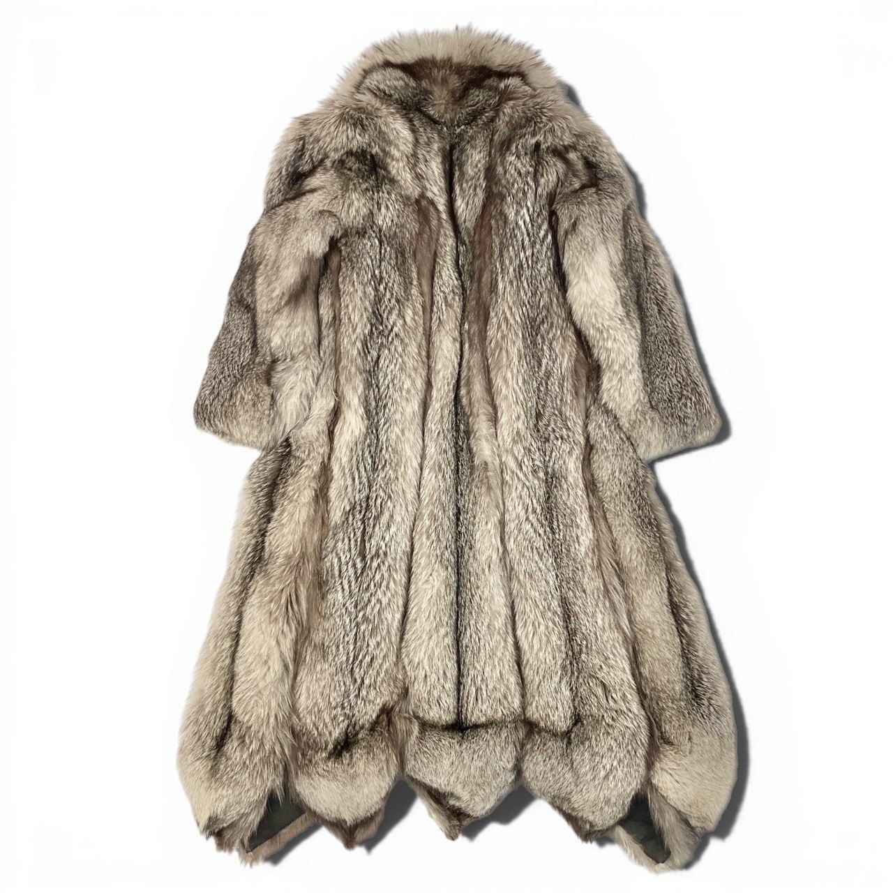 71a15 希少デザイン 極厚 シルバーフォックス 超ロングコート 丈120cm