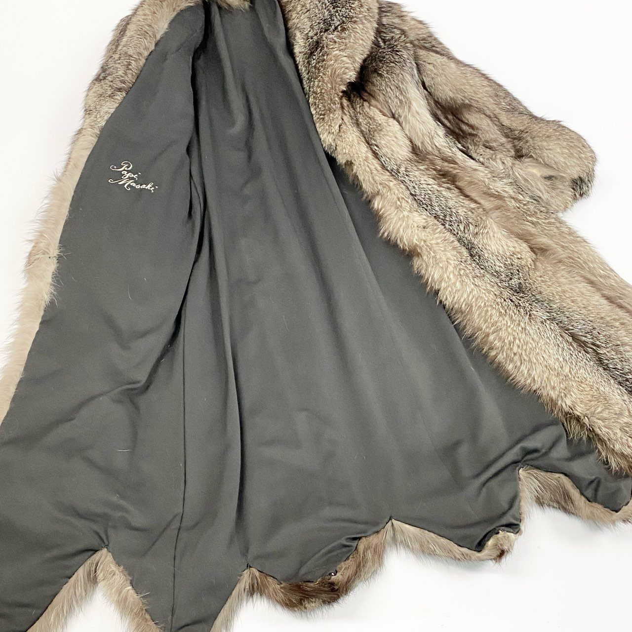 71a15 希少デザイン 極厚 シルバーフォックス 超ロングコート 丈120cm