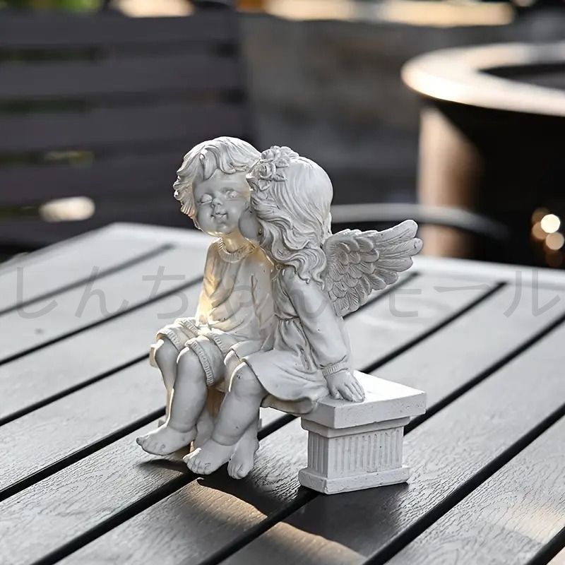 天使 男の子女の子のキス像 置物 ヴィンテージ 天使の飾り エンジェル
