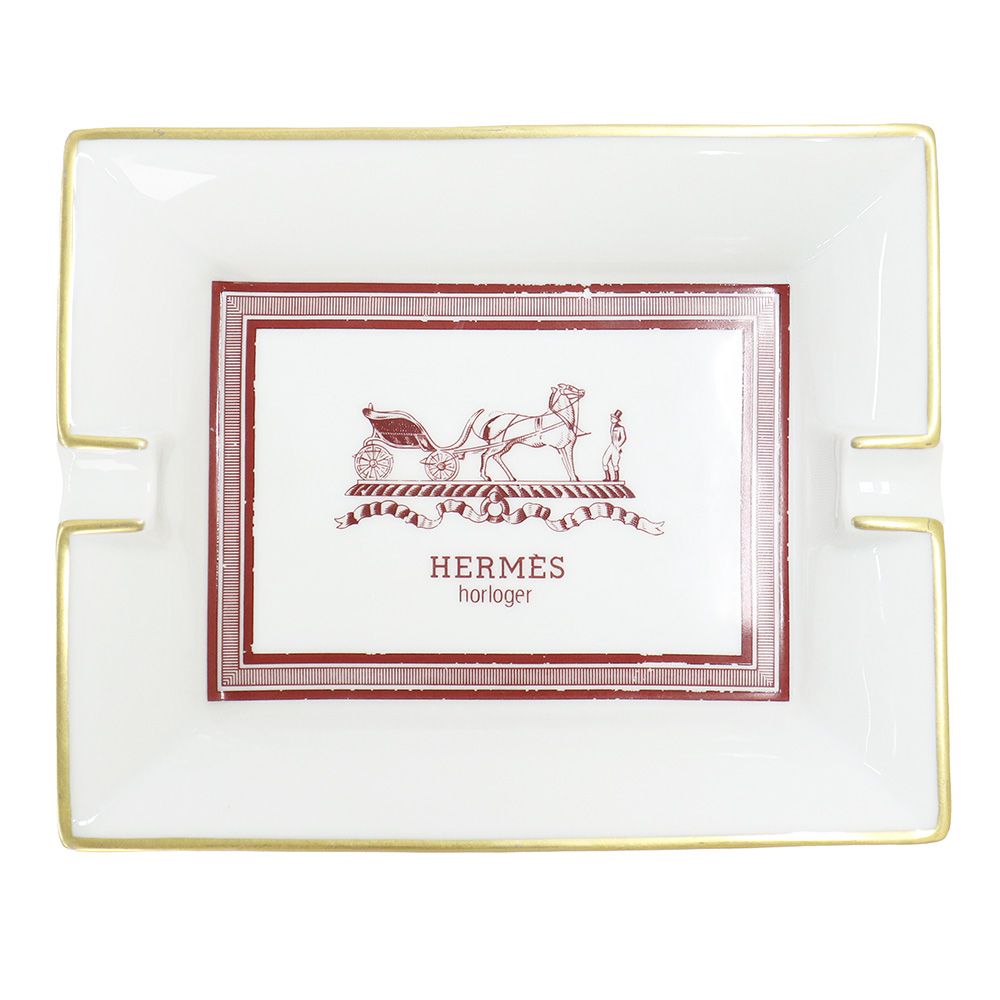 エルメス アッシュトレイ horloger 馬車柄 ポーセリン ホワイト