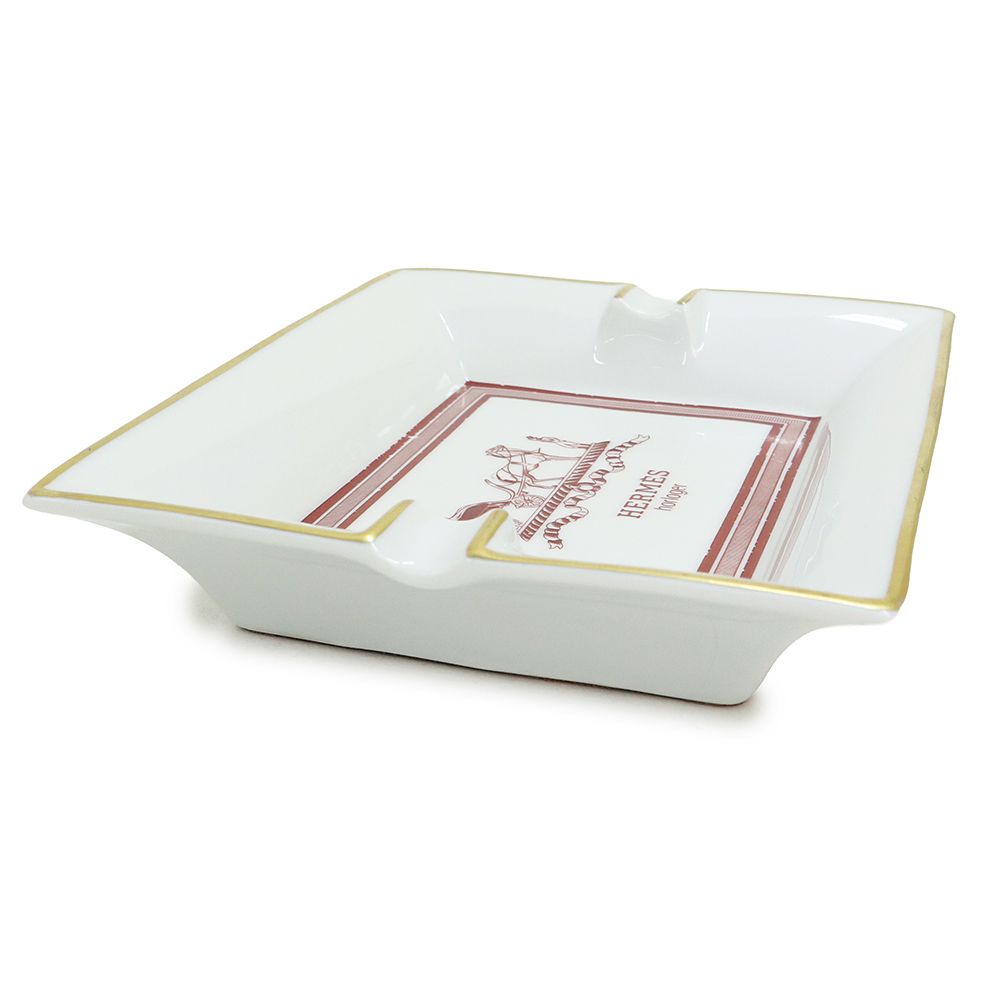 エルメス アッシュトレイ horloger 馬車柄 ポーセリン ホワイト