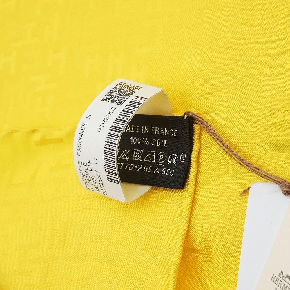 エルメス H DEDALE Hデダル シルク100％ ジョーヌヴィフ イエロー