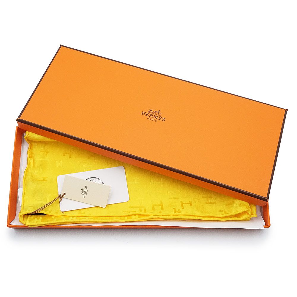 エルメス H DEDALE Hデダル シルク100％ ジョーヌヴィフ イエロー
