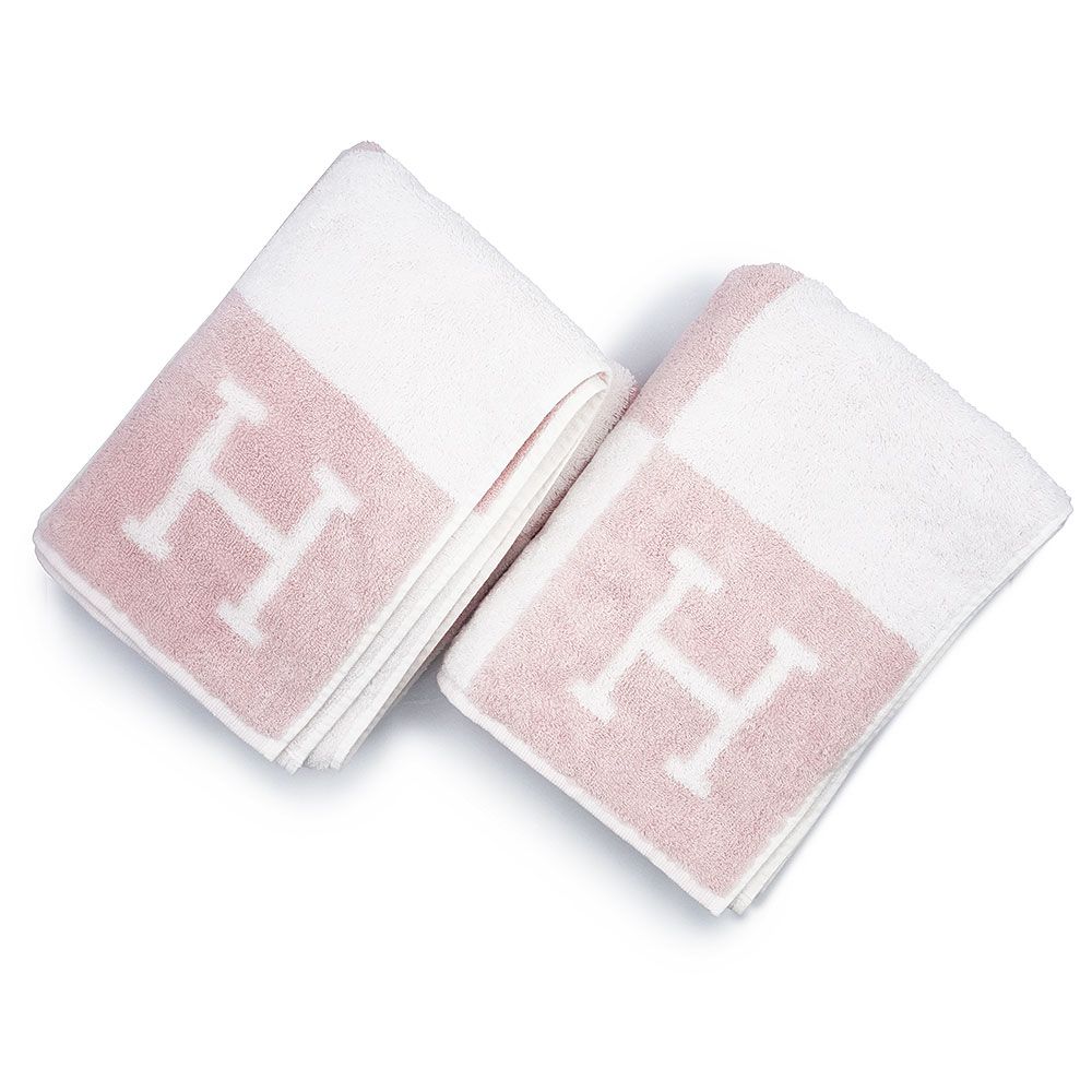 エルメス アヴァロン コットン100％ ローズリラ ピンク ホワイト