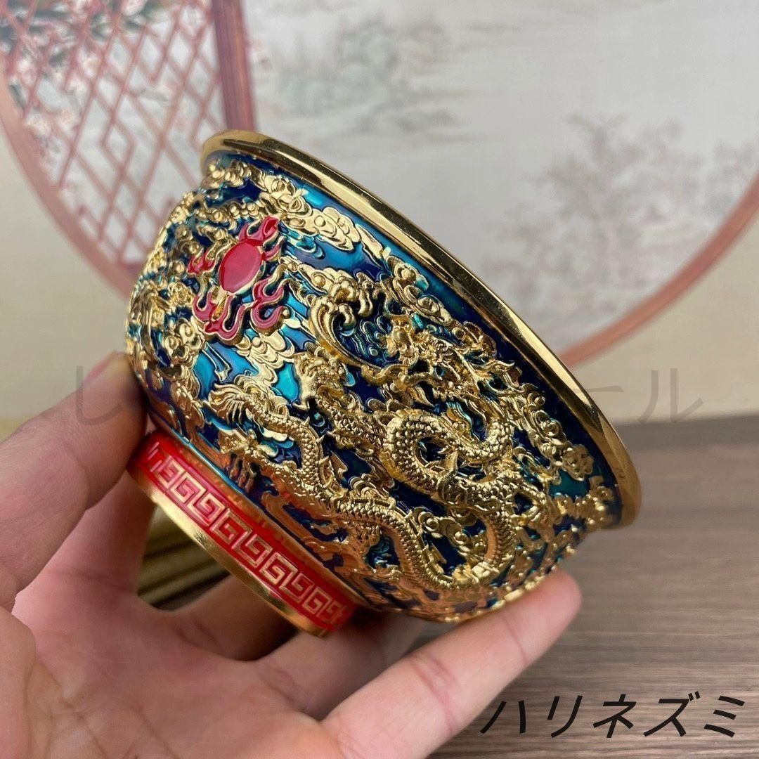新品未使用 竜騰盛世撚糸琺瑯?金碗 龍鳳呈祥 装飾品 現代工芸品 美術品
