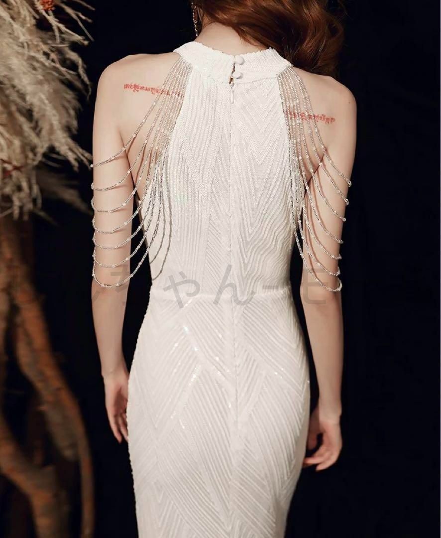 肩のビジューか美しい イブニングドレス♩.•