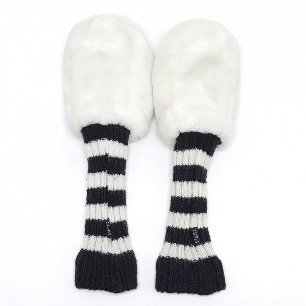 パーリーゲイツ ヘッドカバー2点セット(FW) 白×ネイビー ニコちゃん