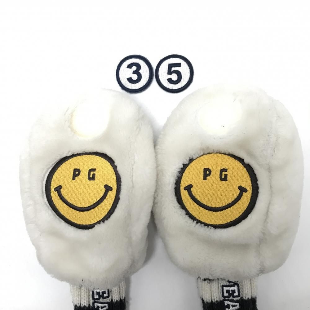 パーリーゲイツ ヘッドカバー2点セット(FW) 白×ネイビー ニコちゃん