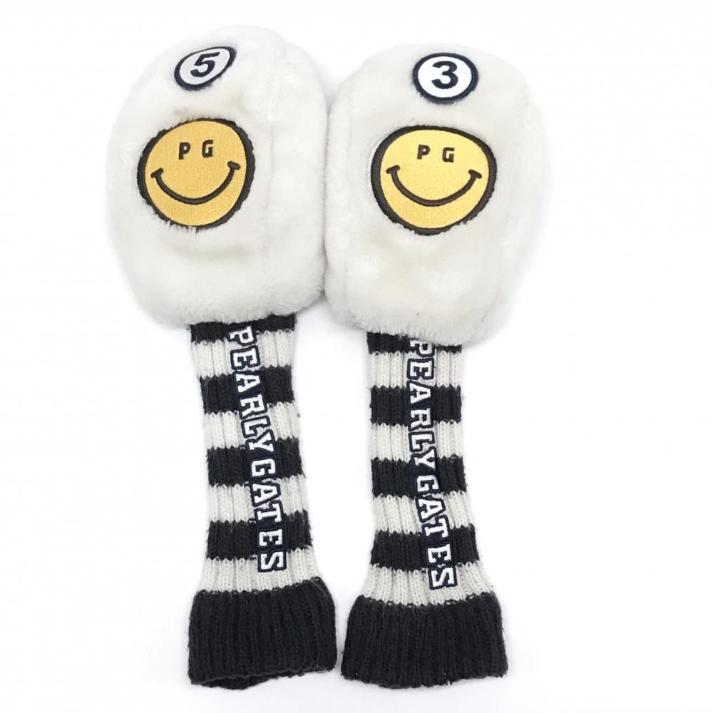 パーリーゲイツ ヘッドカバー2点セット(FW) 白×ネイビー ニコちゃん