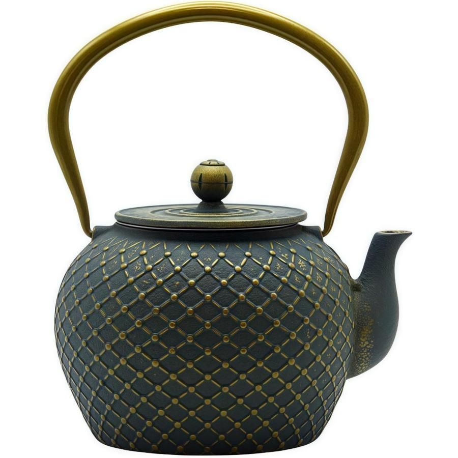 鉄瓶　★　急須　★　茶道具 鉄器 焼鉄瓶 茶道道具 急須 鉄製 1200ml 茶こし付きティーセット 直火