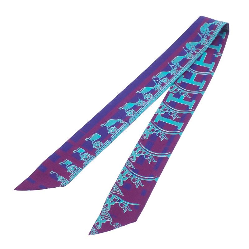 エルメス HERMES ツイリー スカーフ シルク パープル ブルー 紫 青