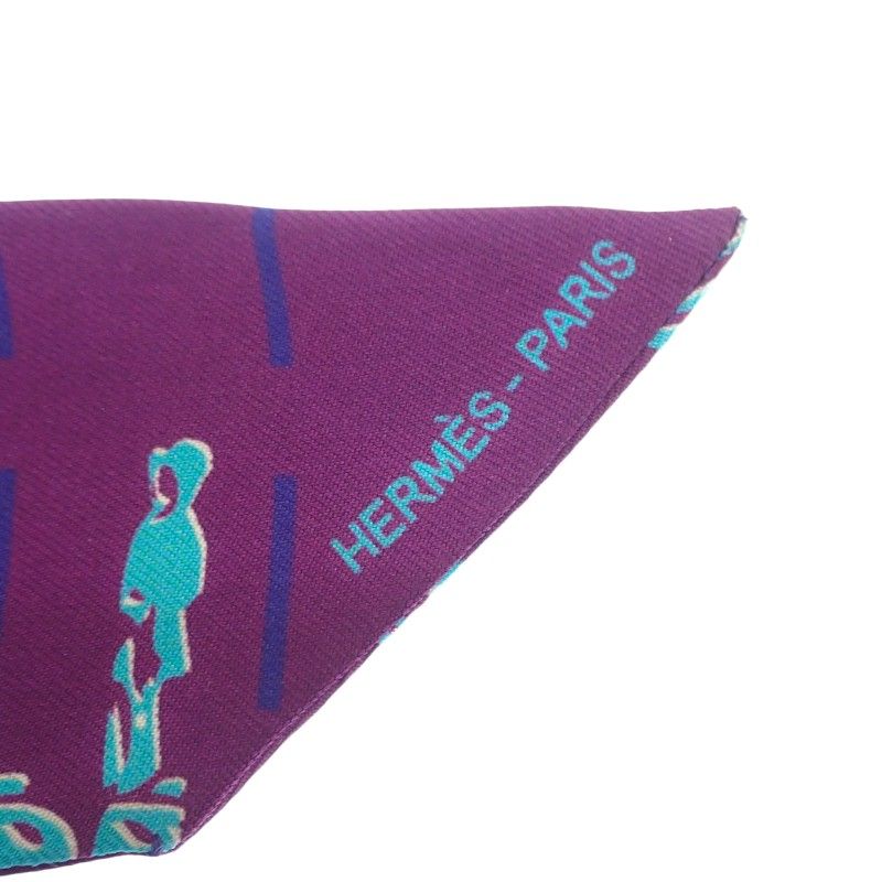 エルメス HERMES ツイリー スカーフ シルク パープル ブルー 紫 青