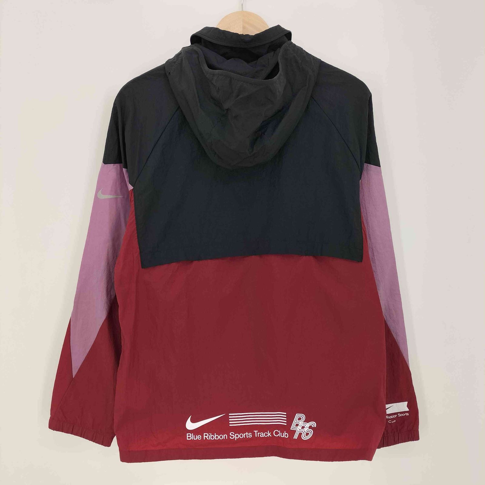 残少 L ナイキ BRS ランニング ジャケット　パーカー ブルーリボン 紺 赤 ナイキ NIKE BRS Blue Ribon ブルーリボン ウィンドランナー