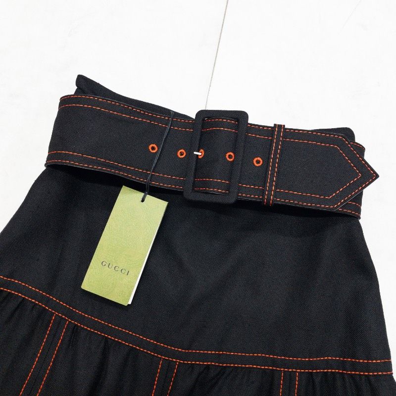 新品同様】GUCCI グッチ ロングスカート ステッチ フレア ベルト