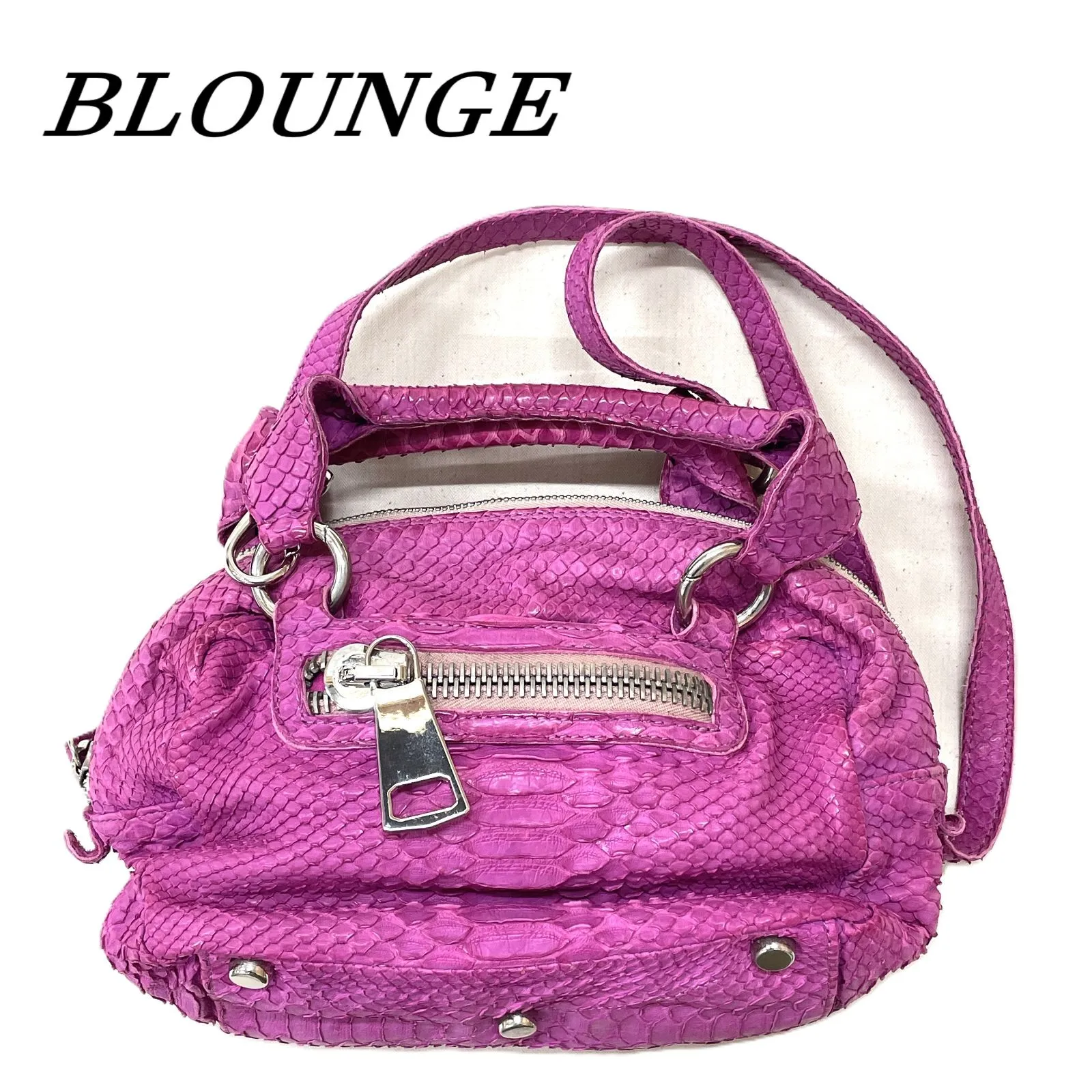 新品同様☆BLOUNGE　イタリア製　パイソン　２wayバッグ　ビーラウンジ 新品同様 BLOUNGE イタリア製 パイソン 2wayバッグ ビーラウンジ 保管