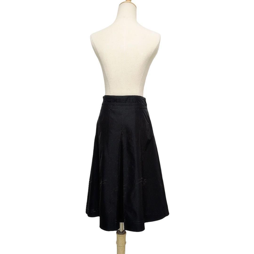 CIVIDINI【42】フレアスカート ブラック L ベルト付き イタリア製