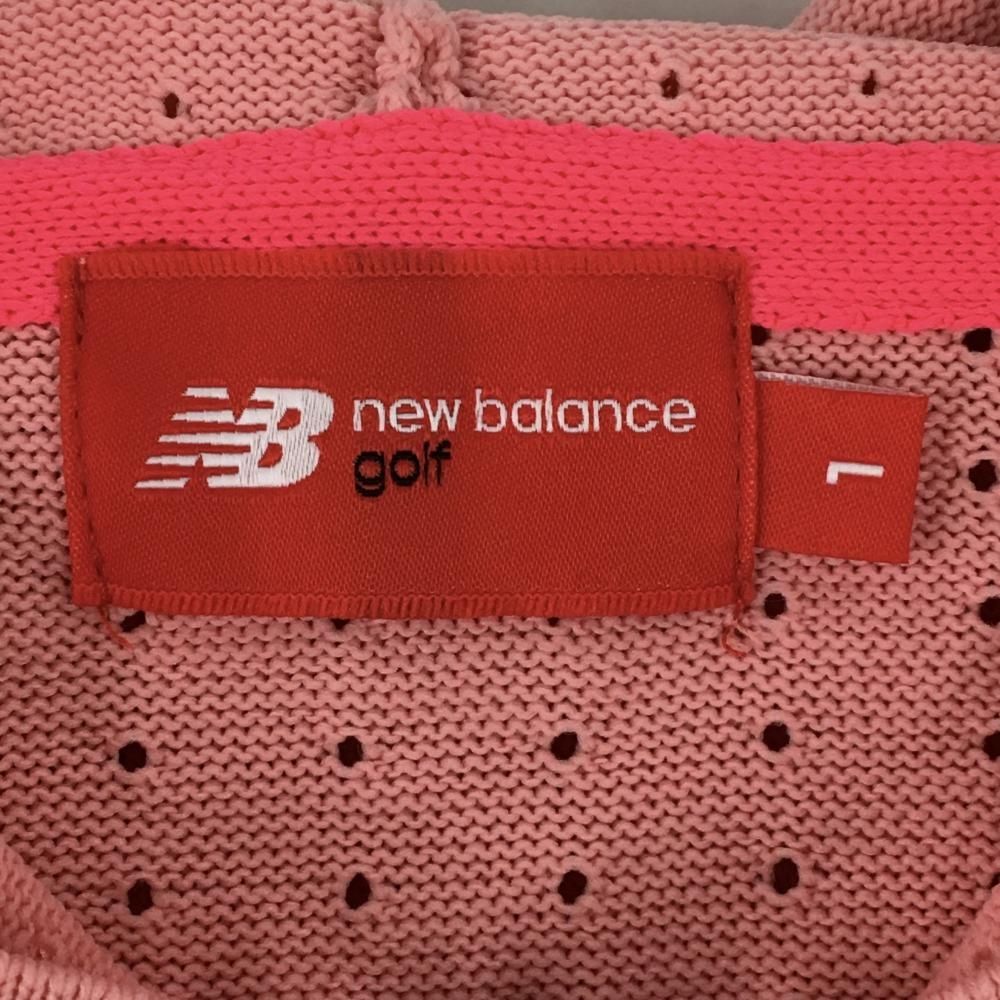 超美品】ニューバランスゴルフ ニットジップパーカー ピンク×白 透かし