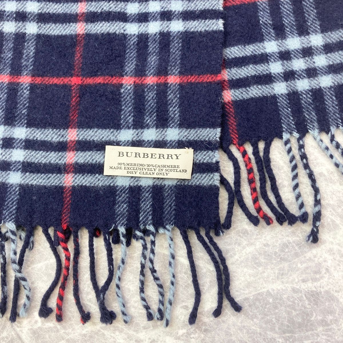 BURBERRY/バーバリー カシミヤチェックマフラーネイビー バーバリー 