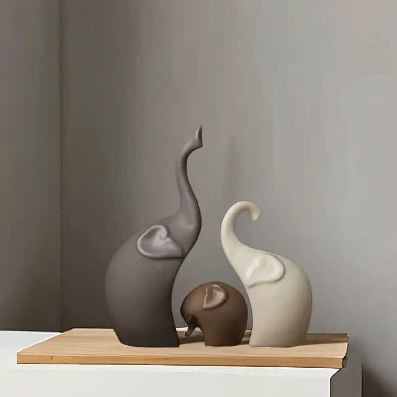 ゾウ インテリア雑貨 置物 3点セット アニマル アート オブジェ